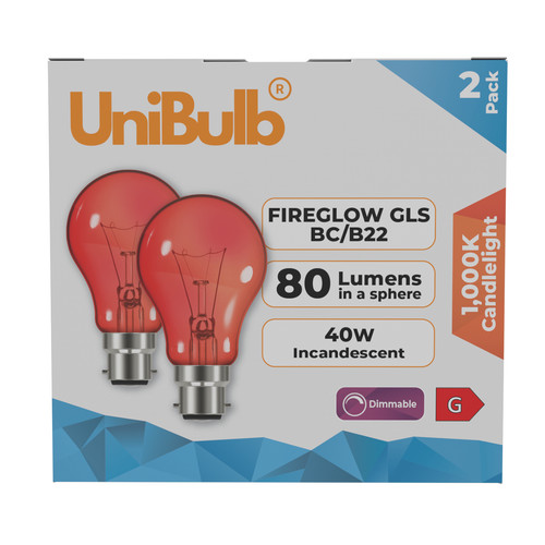 Unibulb fireglow b22 - fireglow,