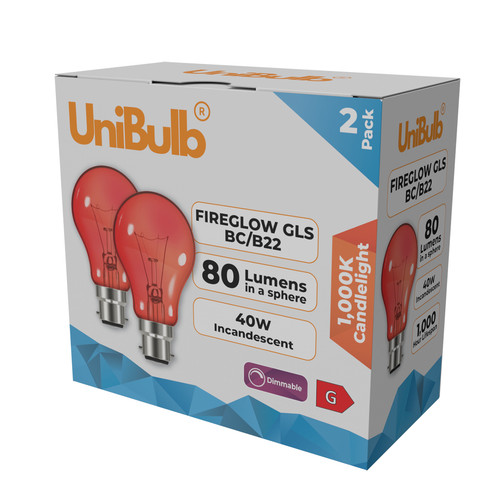 Unibulb fireglow b22 red - b22,