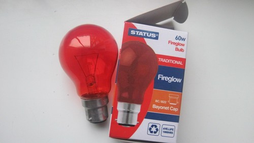 60w red fireglow light bulbs - red,